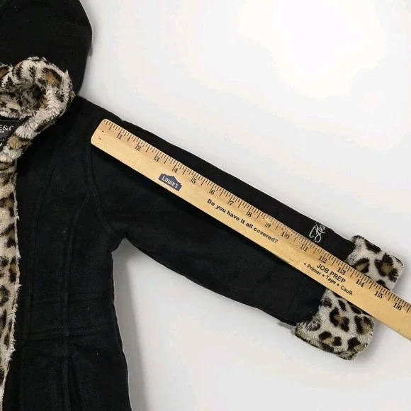 Hawke & Co Black Toddler Jacket with Leopard Trim - Picture 10 of 11